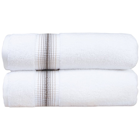 Arkwright Home Aston & Arden Turkish Striped Bath Towel 30x60 Sand (2pk) BT-STT-3060-18-SND